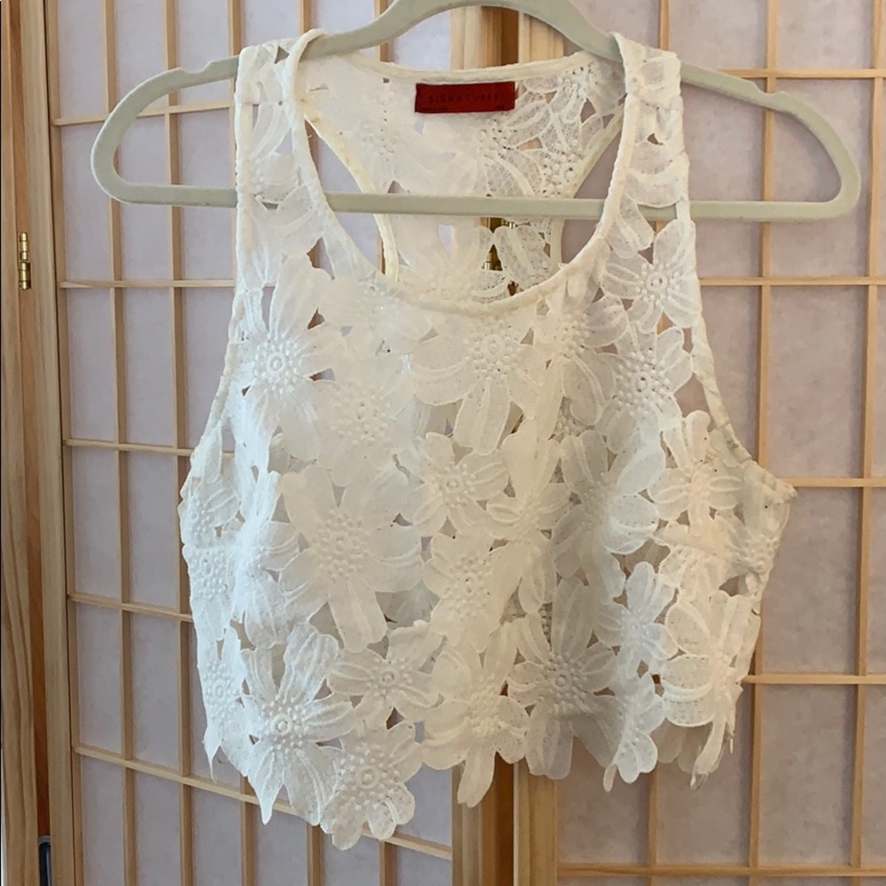 White Racerback Crop Top
